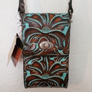 Brown and Turquoise Patricia Nash Crossbody Purse